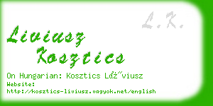 liviusz kosztics business card